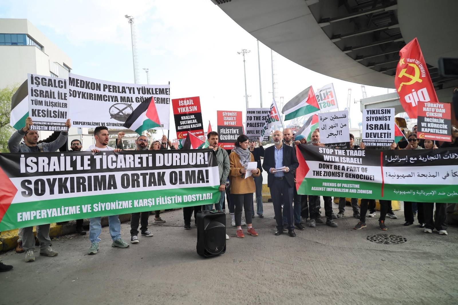 Emperyalizme ve Siyonizme Karşı Filistin Dostları’ndan İsrail’e mal taşıyan gemilere protesto